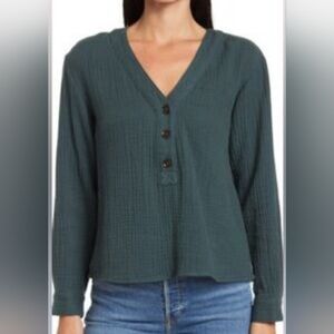 Madewell Deep Green Lightspun Evert Top Size XXS